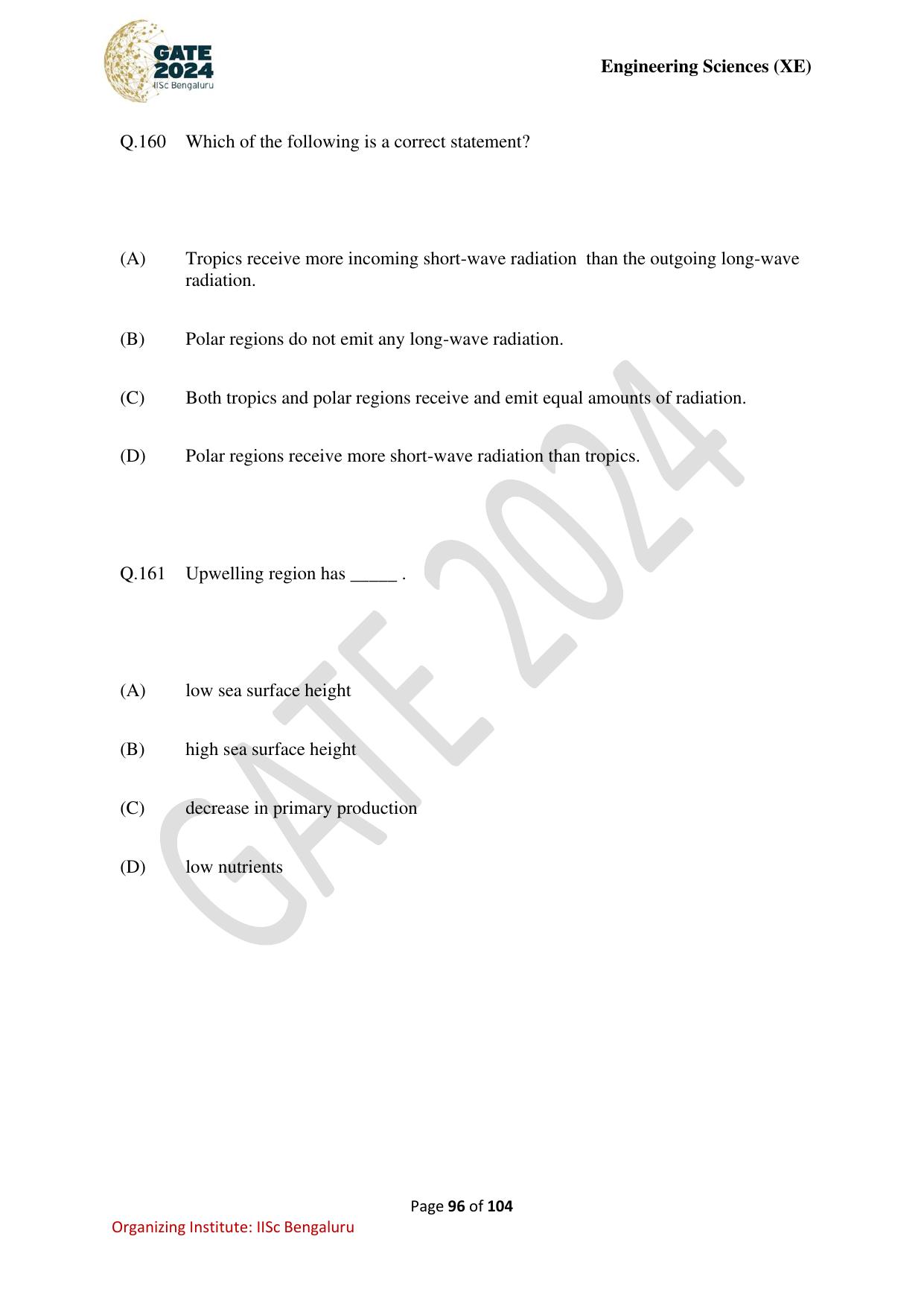 GATE 2024 Engineering Sciences (XE) Question Paper - Page 96