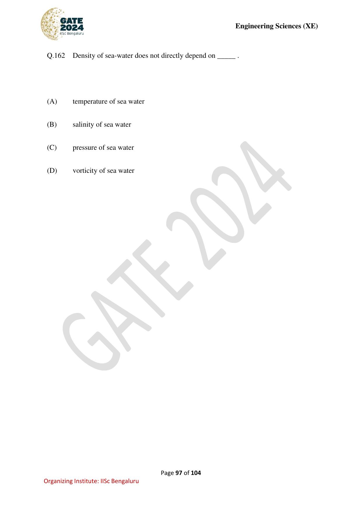 GATE 2024 Engineering Sciences (XE) Question Paper - Page 97
