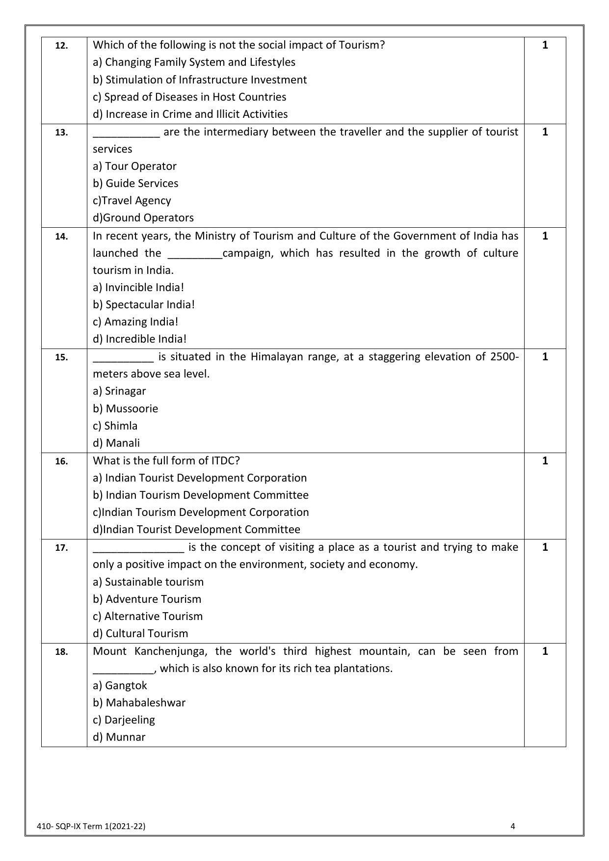 CBSE Class 10 Skill Education (Term I) - Front Office Operations Sample Paper 2021-22 - Page 4