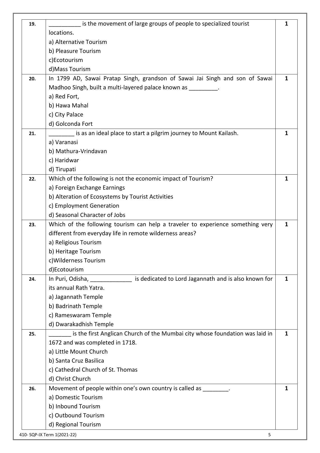 CBSE Class 10 Skill Education (Term I) - Front Office Operations Sample Paper 2021-22 - Page 5