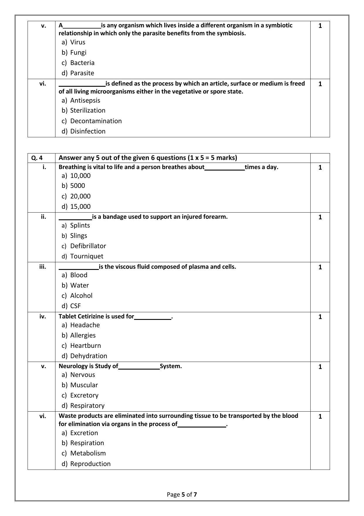 CBSE Class 10 (Skill Education) Health Care Sample Papers 2023 - Page 5