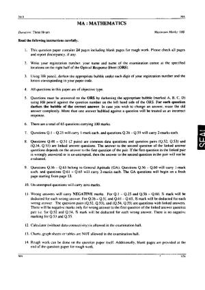 GATE 2010 Mathematics (MA) Question Paper with Answer Key