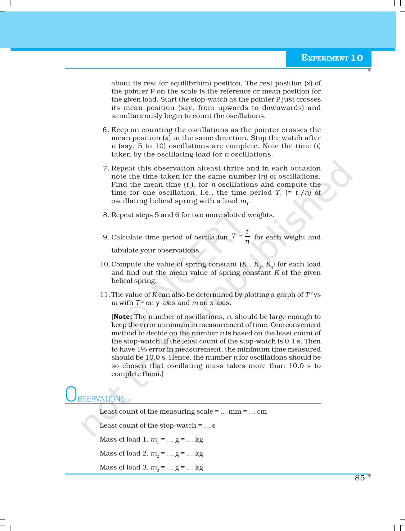 NCERT Laboratory Manuals for Class XI Physics - Experiment 10 - Page 3