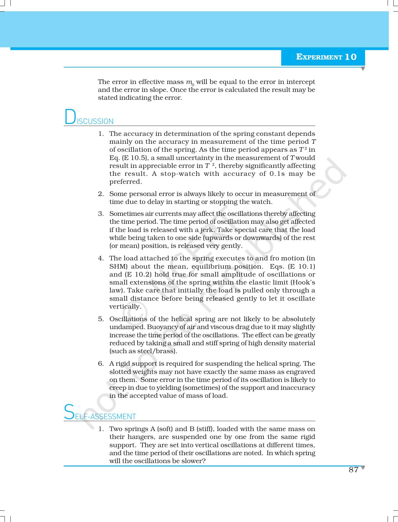 NCERT Laboratory Manuals for Class XI Physics - Experiment 10 - Page 5