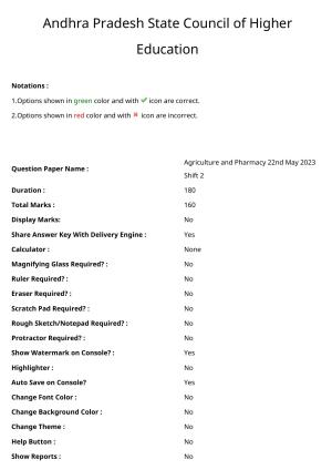 AP EAPCET 2023 - 22 May 2023 Forenoon - Agriculture and Pharmacy Question Paper With Preliminary Keys Shift 2