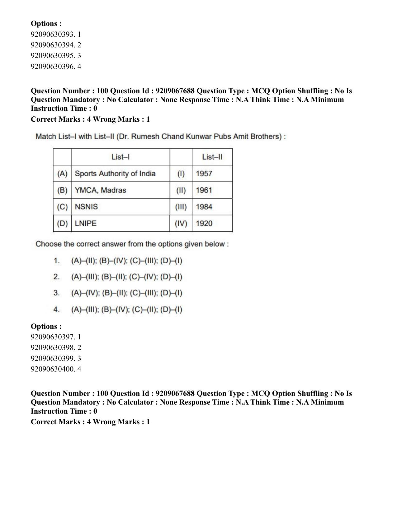 CUET PG 2023: COQP18 – Physical Education (Hindi)-Shift 3 (08-06-2023) Question Paper - Page 109