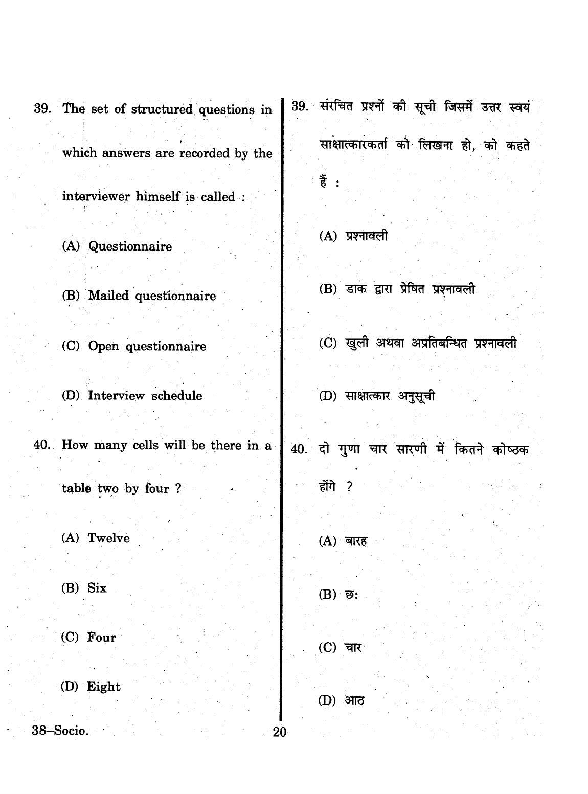 URATPG 2015 Public Sociology Question Paper - Page 20
