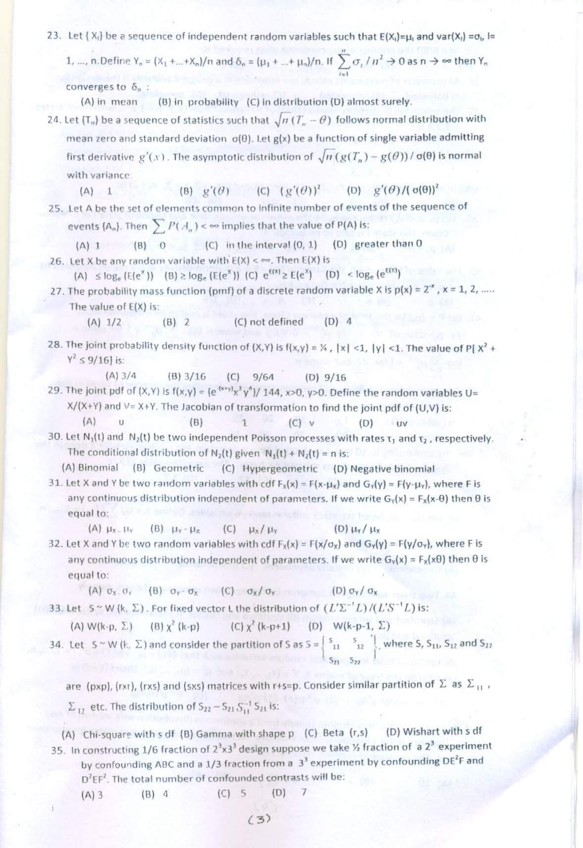 PU MPET Statistics 2016 Question Paper - Page 4