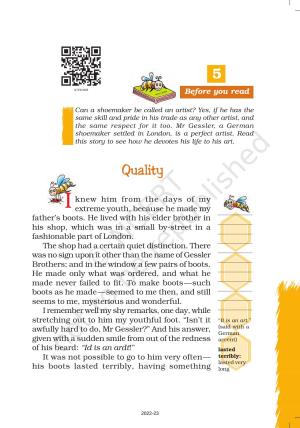 NCERT Book for Class 7 English (Honeycomb): Chapter 5-Quality