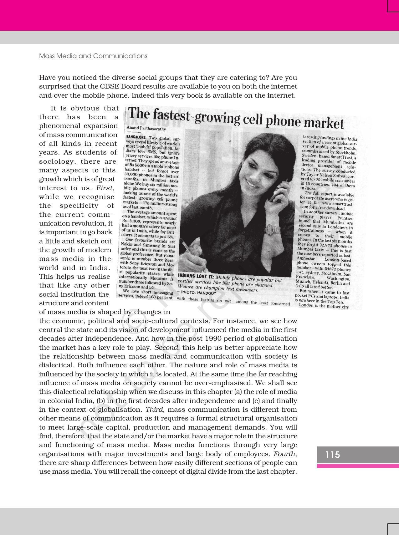 NCERT Book for Class 12 Sociology (Social Change and Development in India) Chapter 7 Mass Media and Communications - Page 3