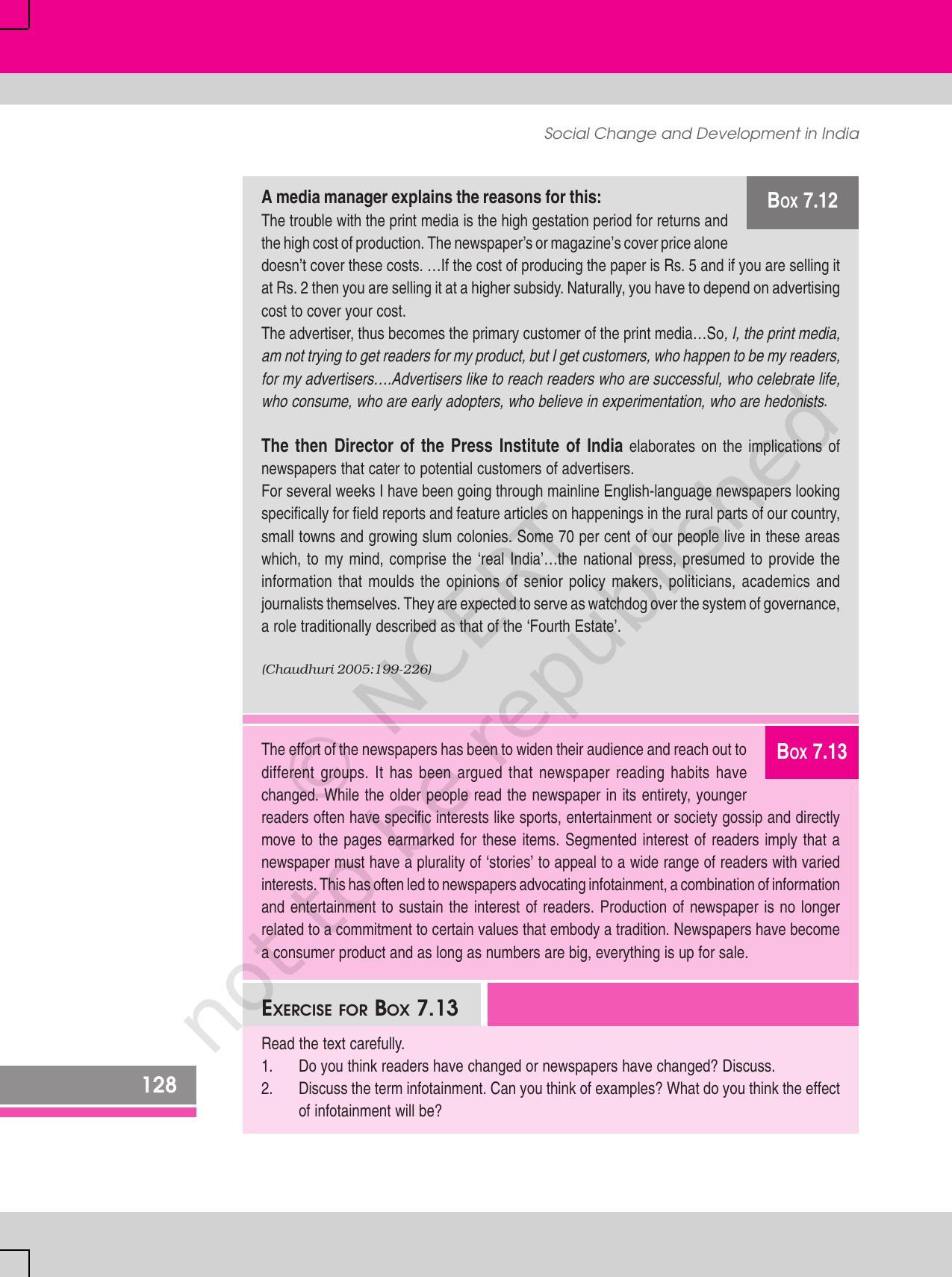 NCERT Book for Class 12 Sociology (Social Change and Development in India) Chapter 7 Mass Media and Communications - Page 16