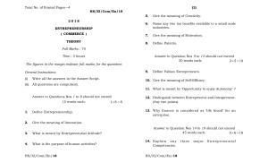 Meghalaya Board (MBOSE) Class 11 Entrepreneurship__Commerce_ 2018 Question Paper
