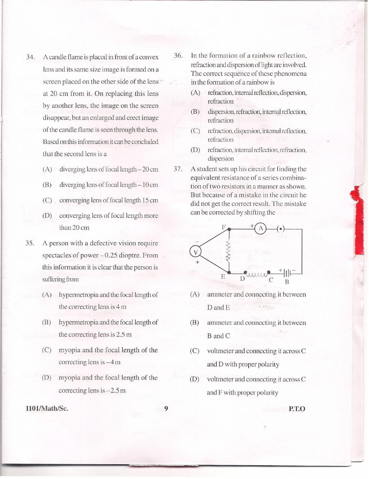 APJEE Mathematics & Science 2011 Question Paper - Page 8