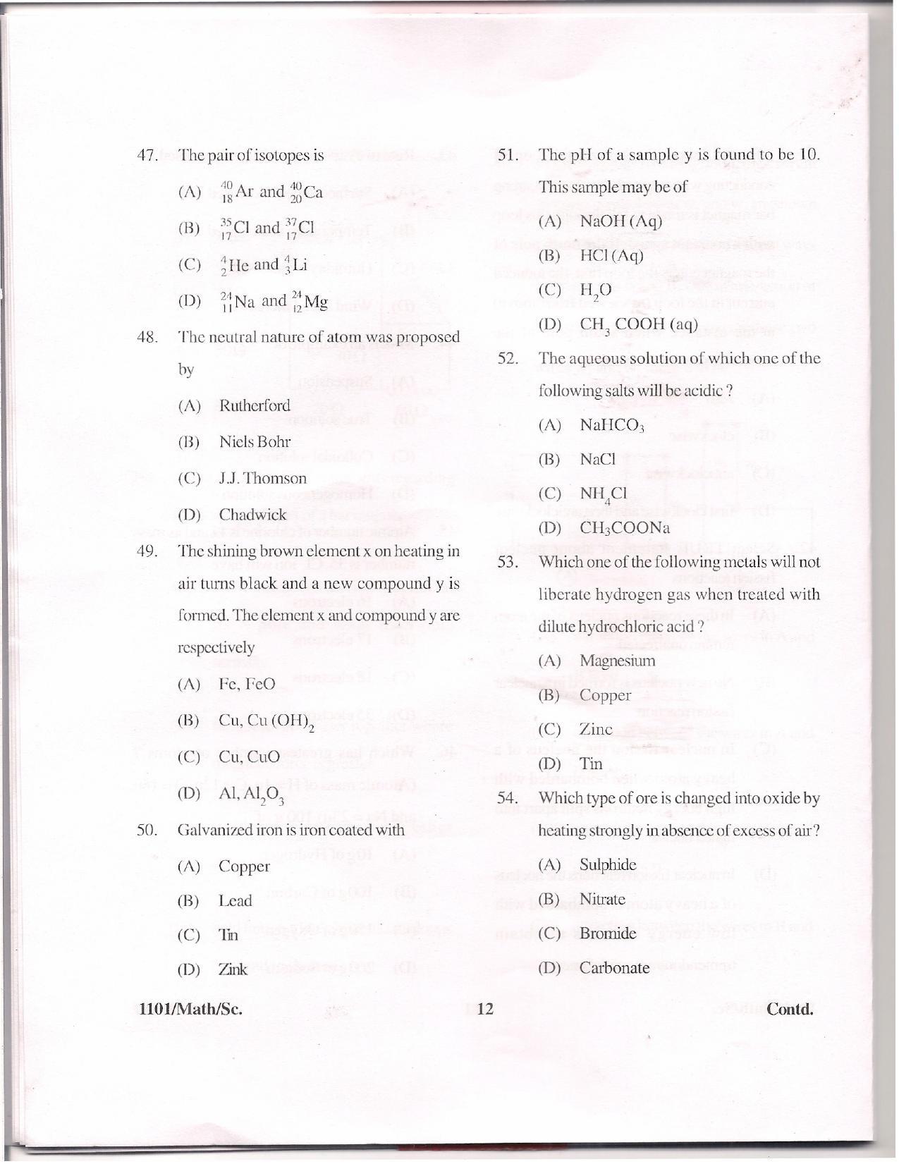APJEE Mathematics & Science 2011 Question Paper - Page 11