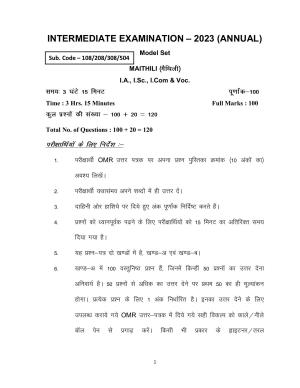 Bihar Board Class 12 Maithili Model Paper