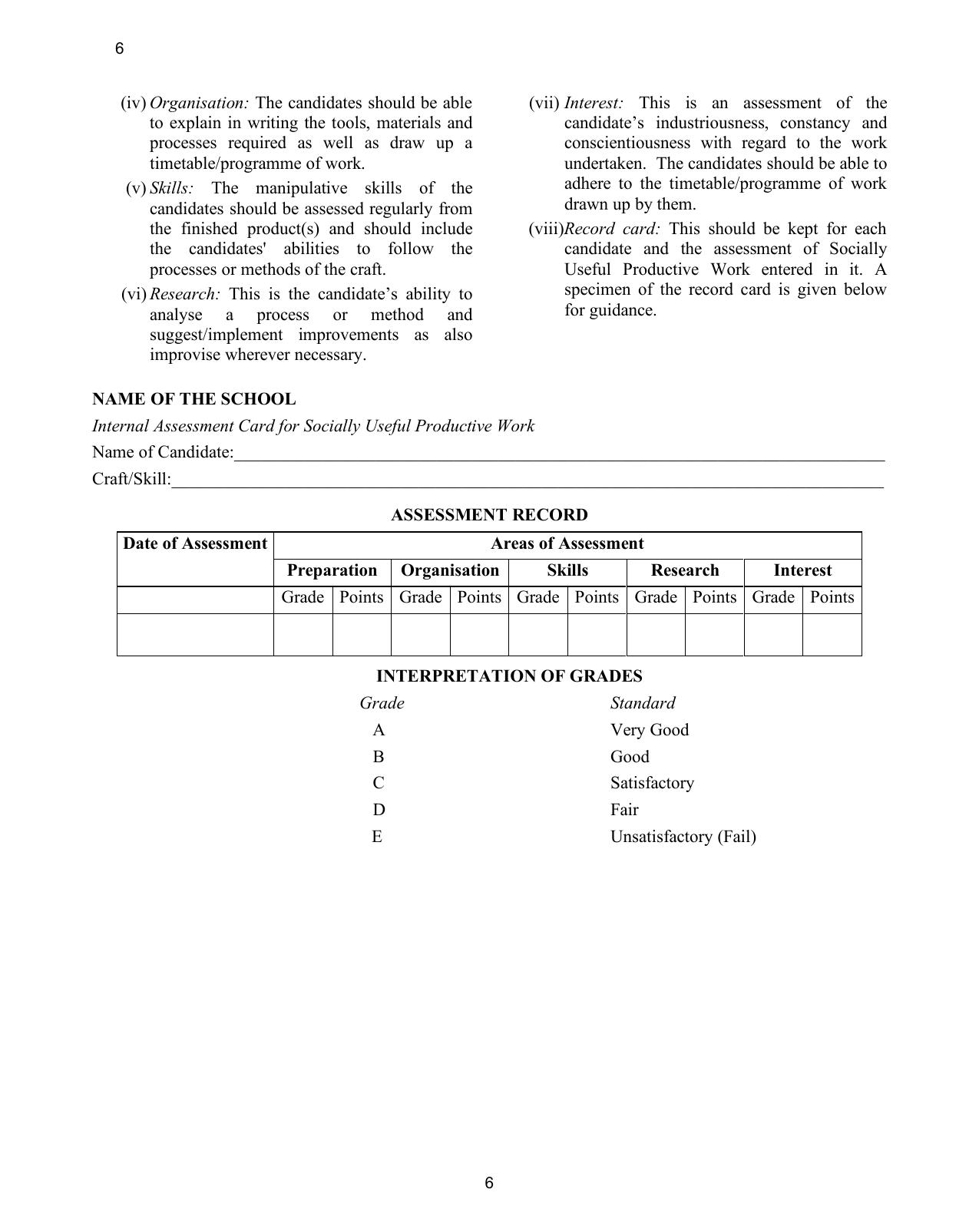 ISC Class XI SUPW 2025 Syllabus - Page 6
