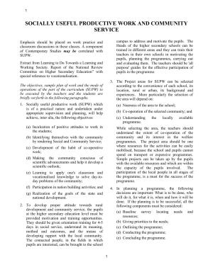 ISC Class XI SUPW 2025 Syllabus