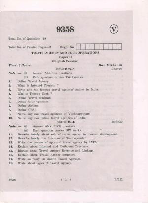 AP Inter 2nd Year Travel Agency and Tour Operations-II March-2019-Vocational Question Paper