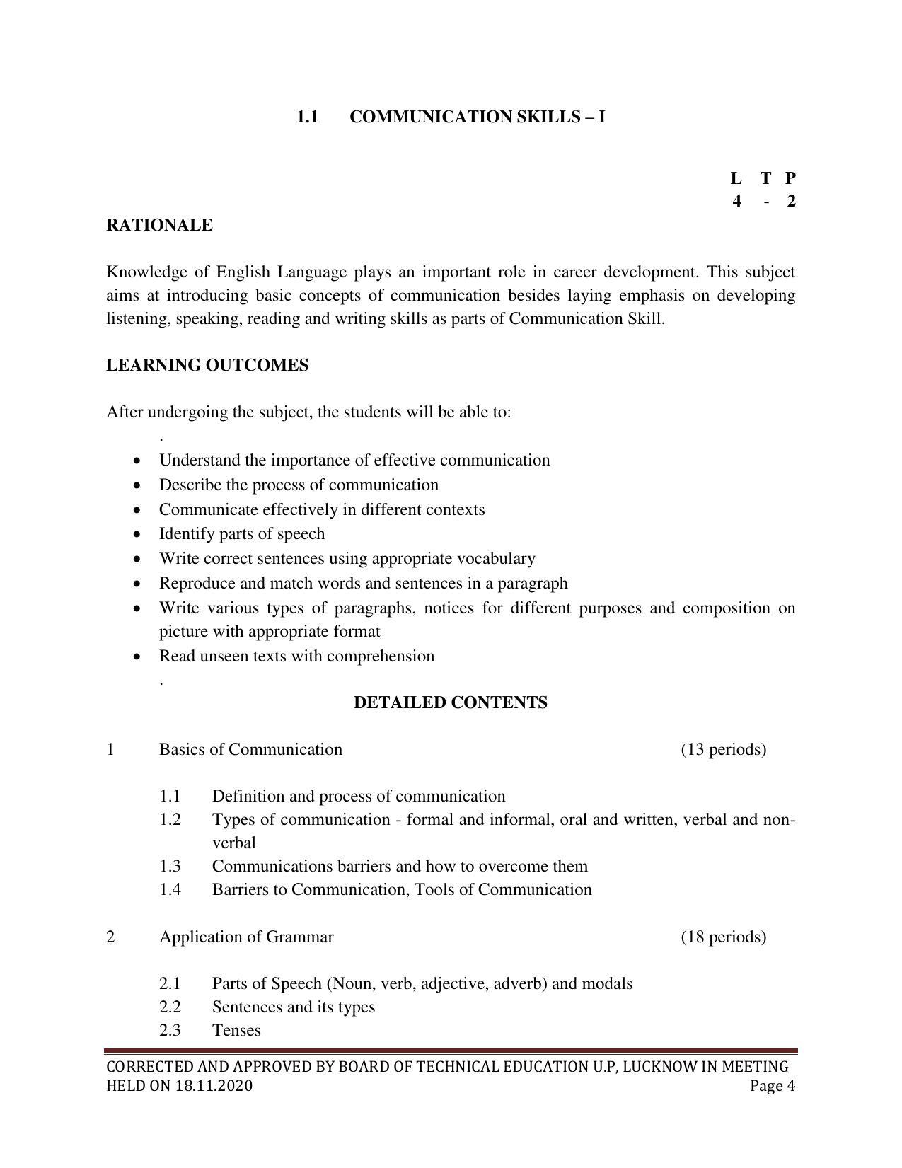 SYLLABUS FOR FIRST SEMESTER SESSION (2020-2021) - SIX SEMESTER DIPLOMA COURSE IN ELECTRICAL AND ELECTRONICS ENGINEERING - Page 4
