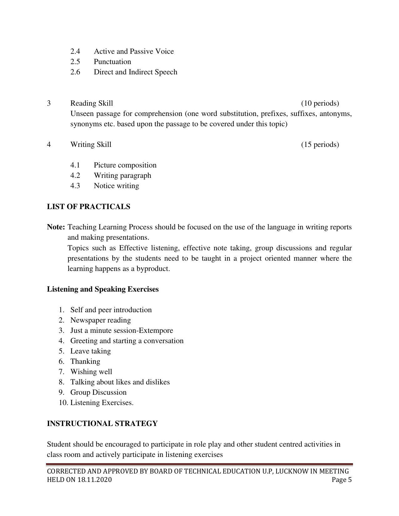 SYLLABUS FOR FIRST SEMESTER SESSION (2020-2021) - SIX SEMESTER DIPLOMA COURSE IN ELECTRICAL AND ELECTRONICS ENGINEERING - Page 5