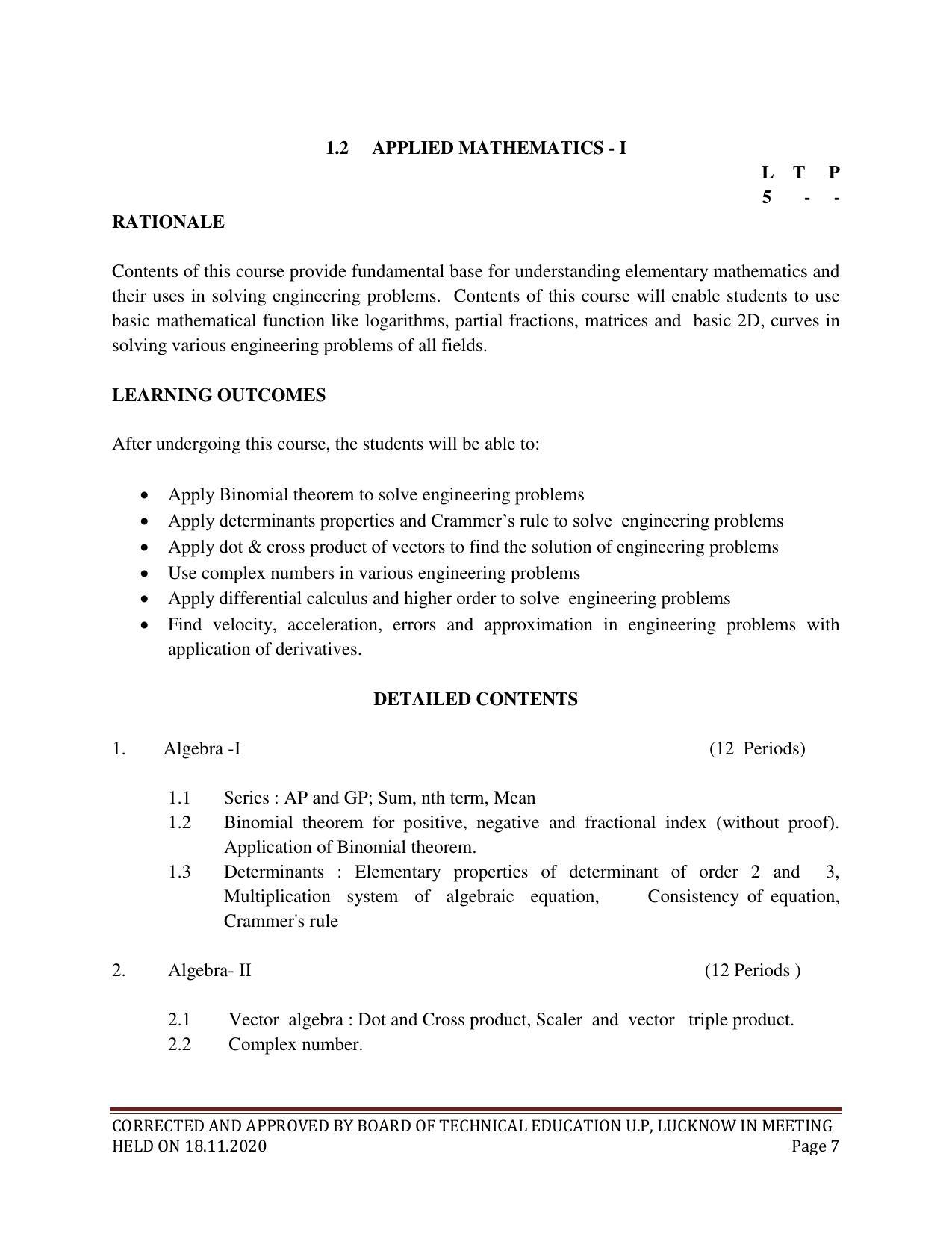 SYLLABUS FOR FIRST SEMESTER SESSION (2020-2021) - SIX SEMESTER DIPLOMA COURSE IN ELECTRICAL AND ELECTRONICS ENGINEERING - Page 7