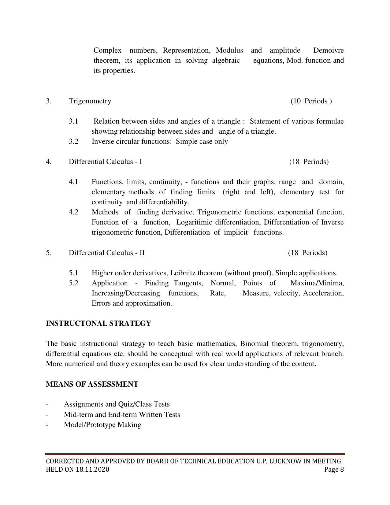 SYLLABUS FOR FIRST SEMESTER SESSION (2020-2021) - SIX SEMESTER DIPLOMA COURSE IN ELECTRICAL AND ELECTRONICS ENGINEERING - Page 8