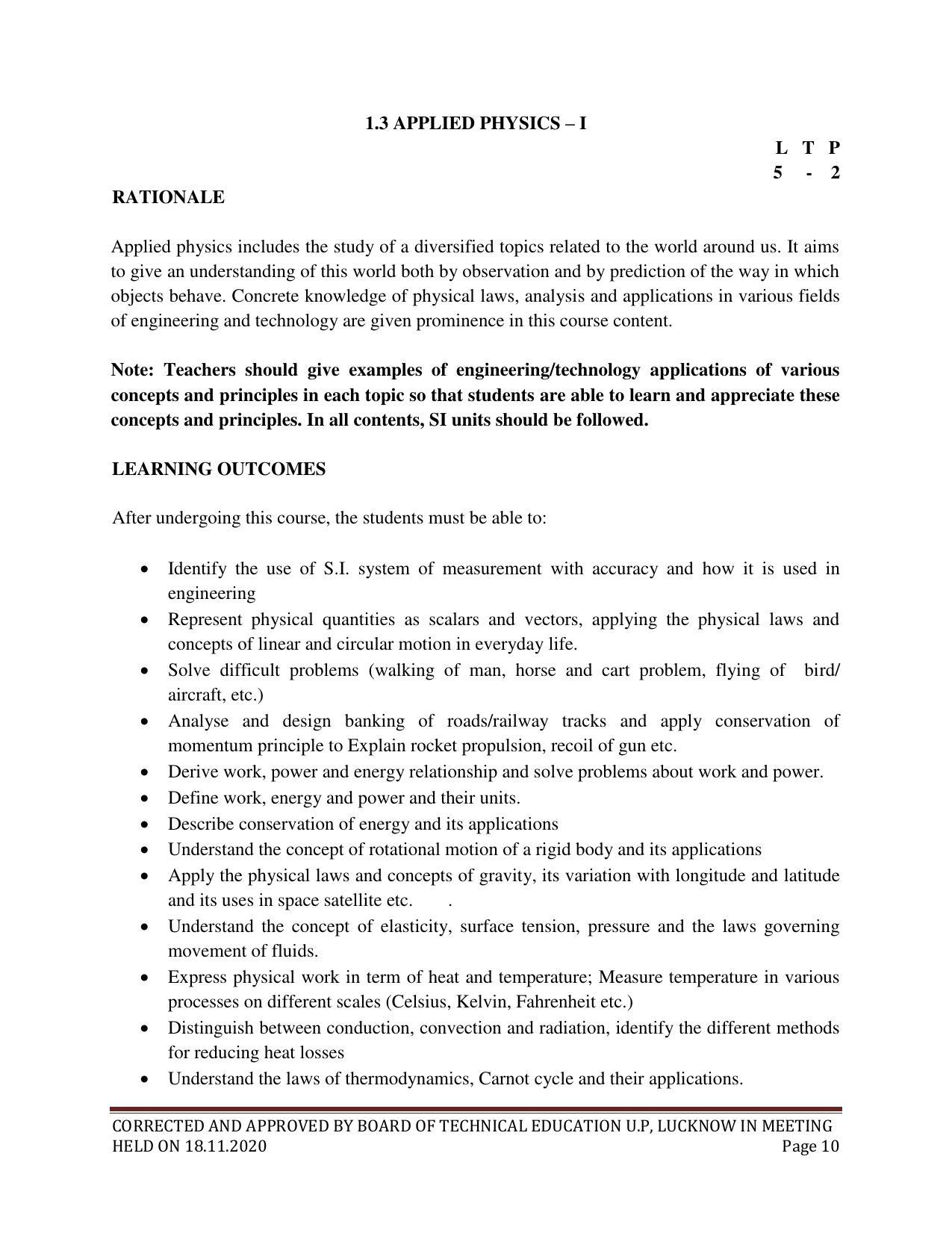 SYLLABUS FOR FIRST SEMESTER SESSION (2020-2021) - SIX SEMESTER DIPLOMA COURSE IN ELECTRICAL AND ELECTRONICS ENGINEERING - Page 10