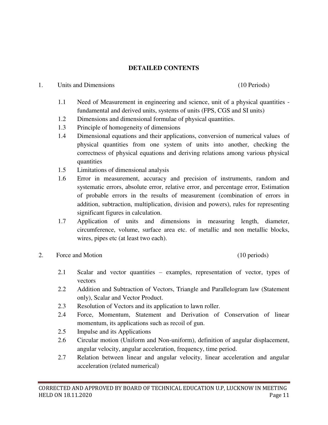 SYLLABUS FOR FIRST SEMESTER SESSION (2020-2021) - SIX SEMESTER DIPLOMA COURSE IN ELECTRICAL AND ELECTRONICS ENGINEERING - Page 11