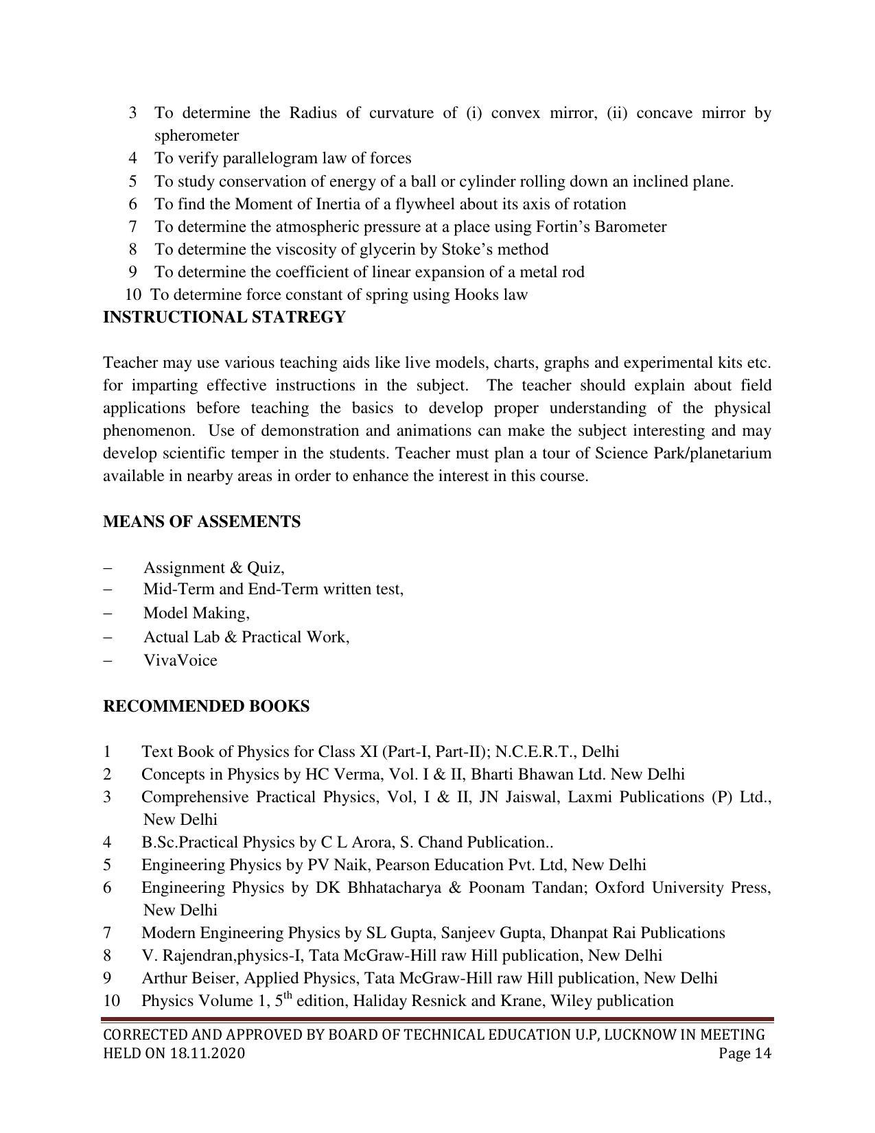 SYLLABUS FOR FIRST SEMESTER SESSION (2020-2021) - SIX SEMESTER DIPLOMA COURSE IN ELECTRICAL AND ELECTRONICS ENGINEERING - Page 14
