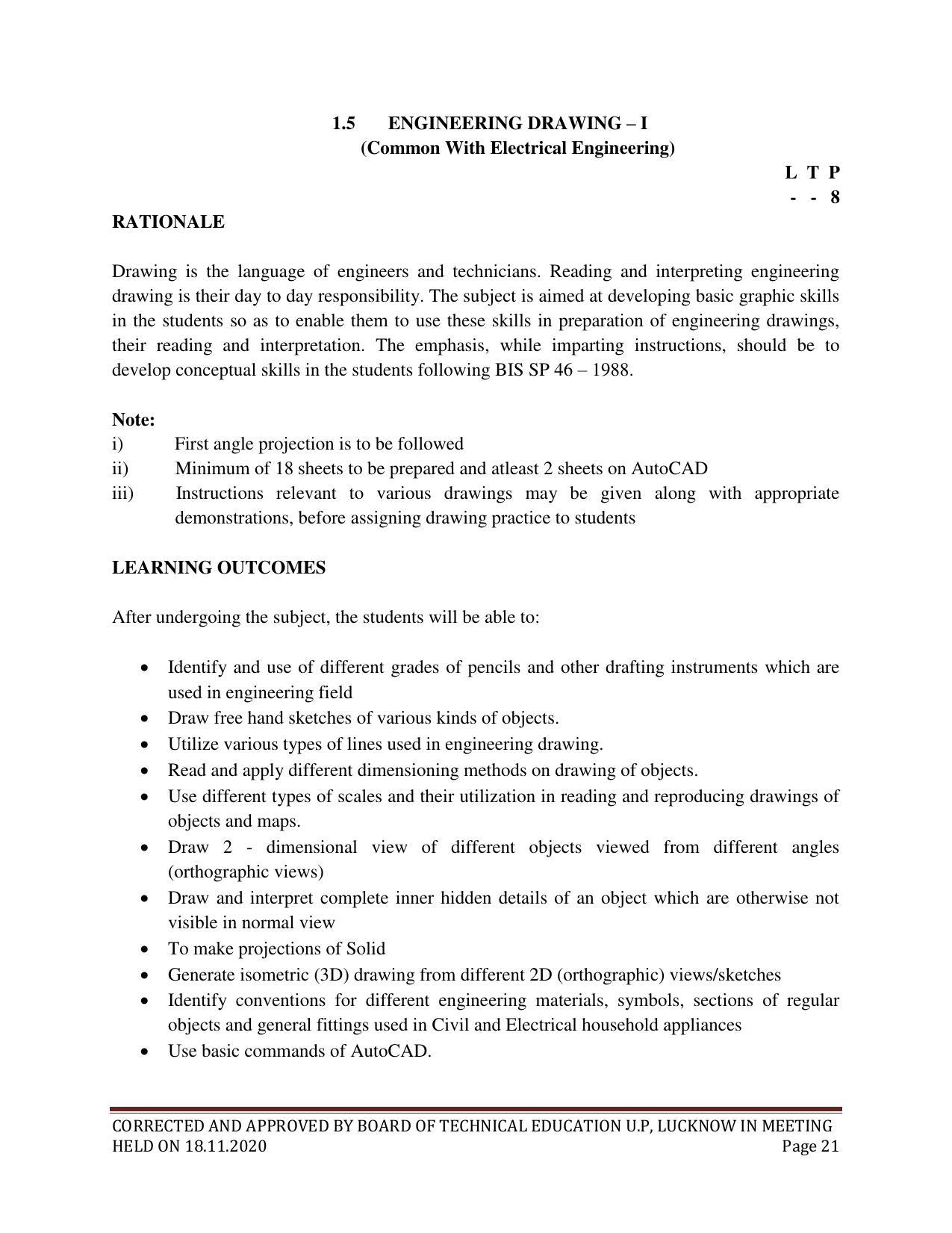 SYLLABUS FOR FIRST SEMESTER SESSION (2020-2021) - SIX SEMESTER DIPLOMA COURSE IN ELECTRICAL AND ELECTRONICS ENGINEERING - Page 21
