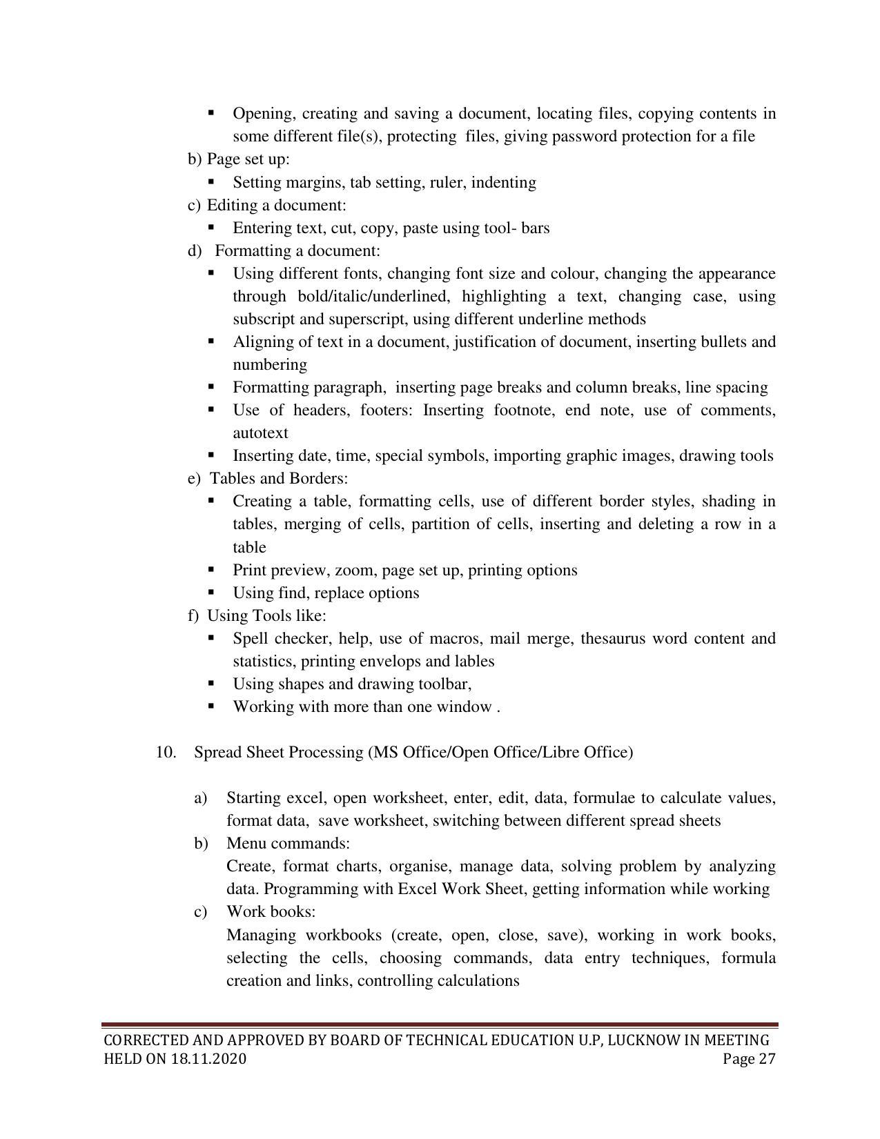 SYLLABUS FOR FIRST SEMESTER SESSION (2020-2021) - SIX SEMESTER DIPLOMA COURSE IN ELECTRICAL AND ELECTRONICS ENGINEERING - Page 27