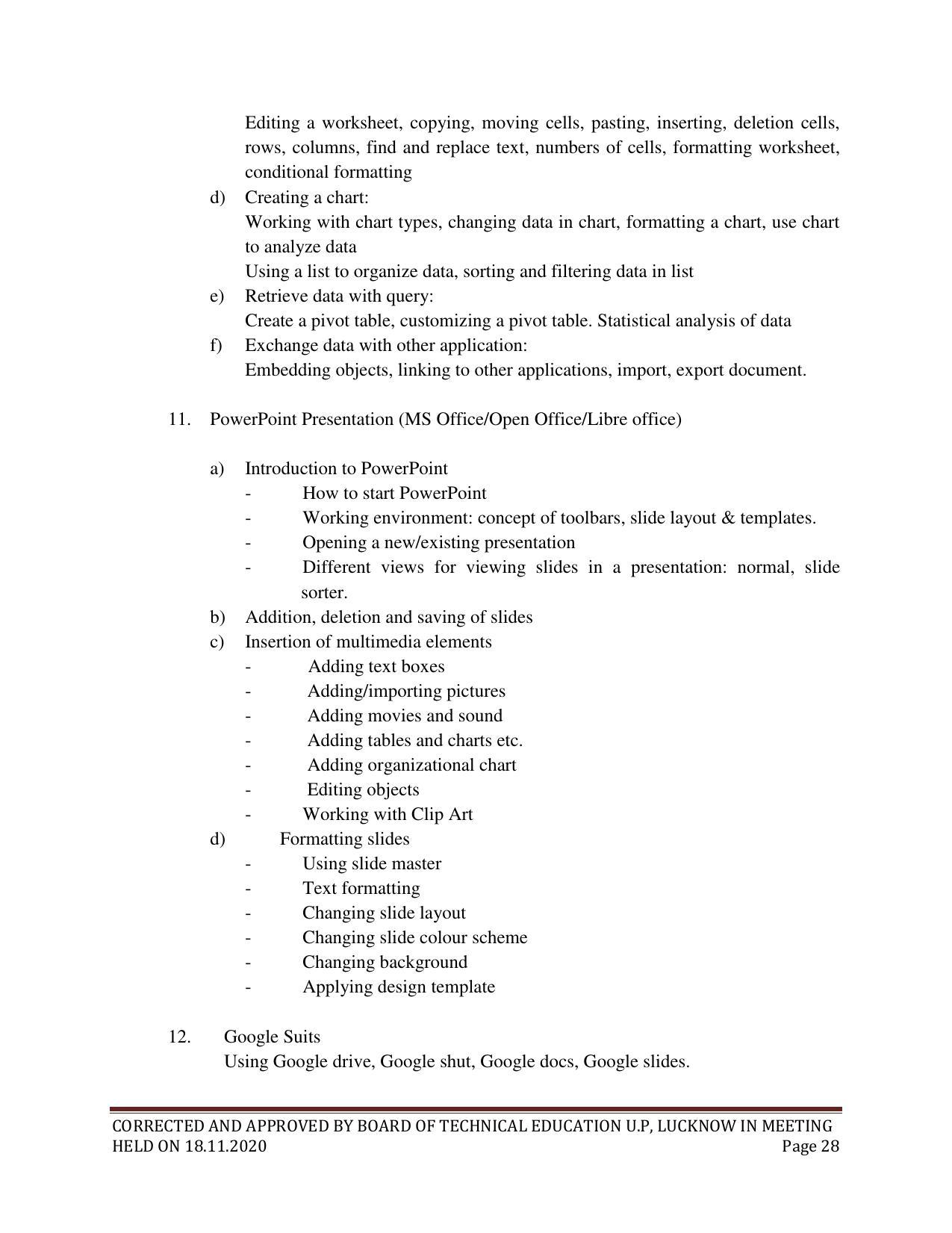 SYLLABUS FOR FIRST SEMESTER SESSION (2020-2021) - SIX SEMESTER DIPLOMA COURSE IN ELECTRICAL AND ELECTRONICS ENGINEERING - Page 28
