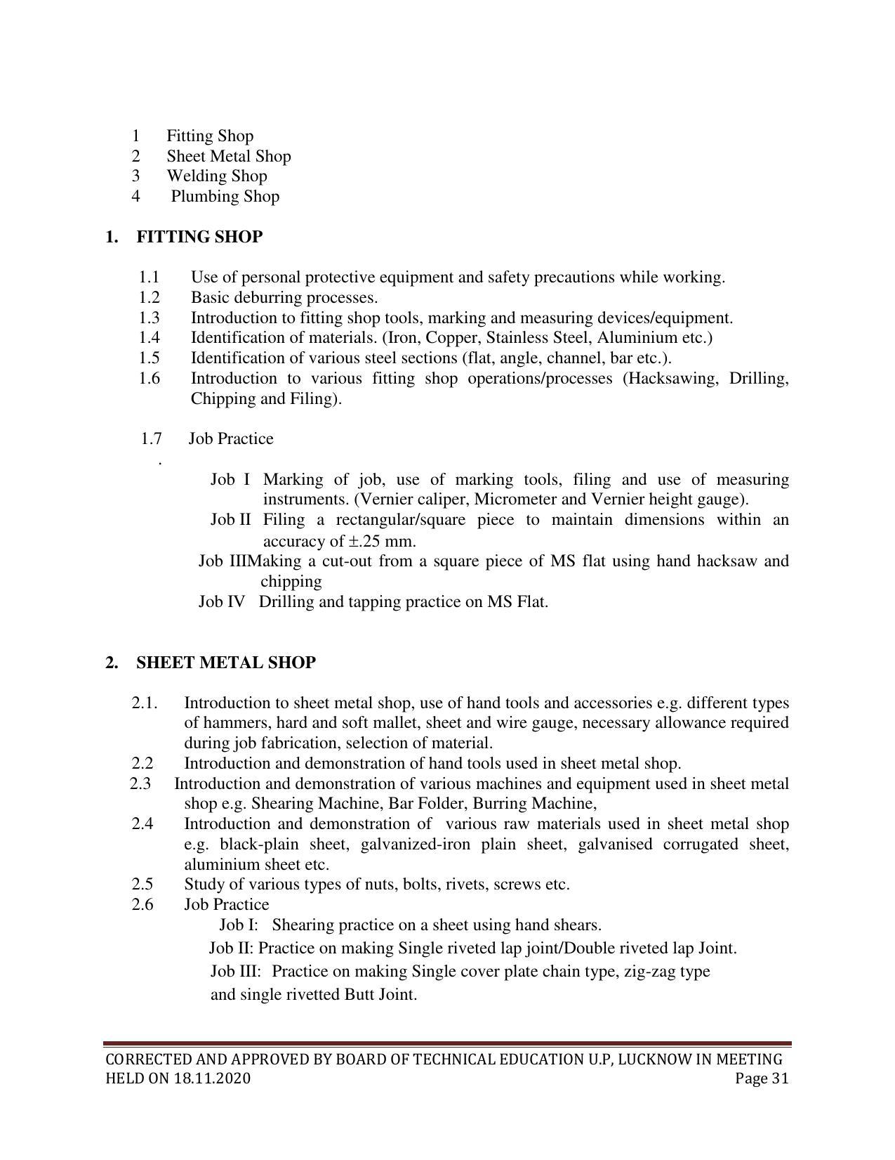 SYLLABUS FOR FIRST SEMESTER SESSION (2020-2021) - SIX SEMESTER DIPLOMA COURSE IN ELECTRICAL AND ELECTRONICS ENGINEERING - Page 31
