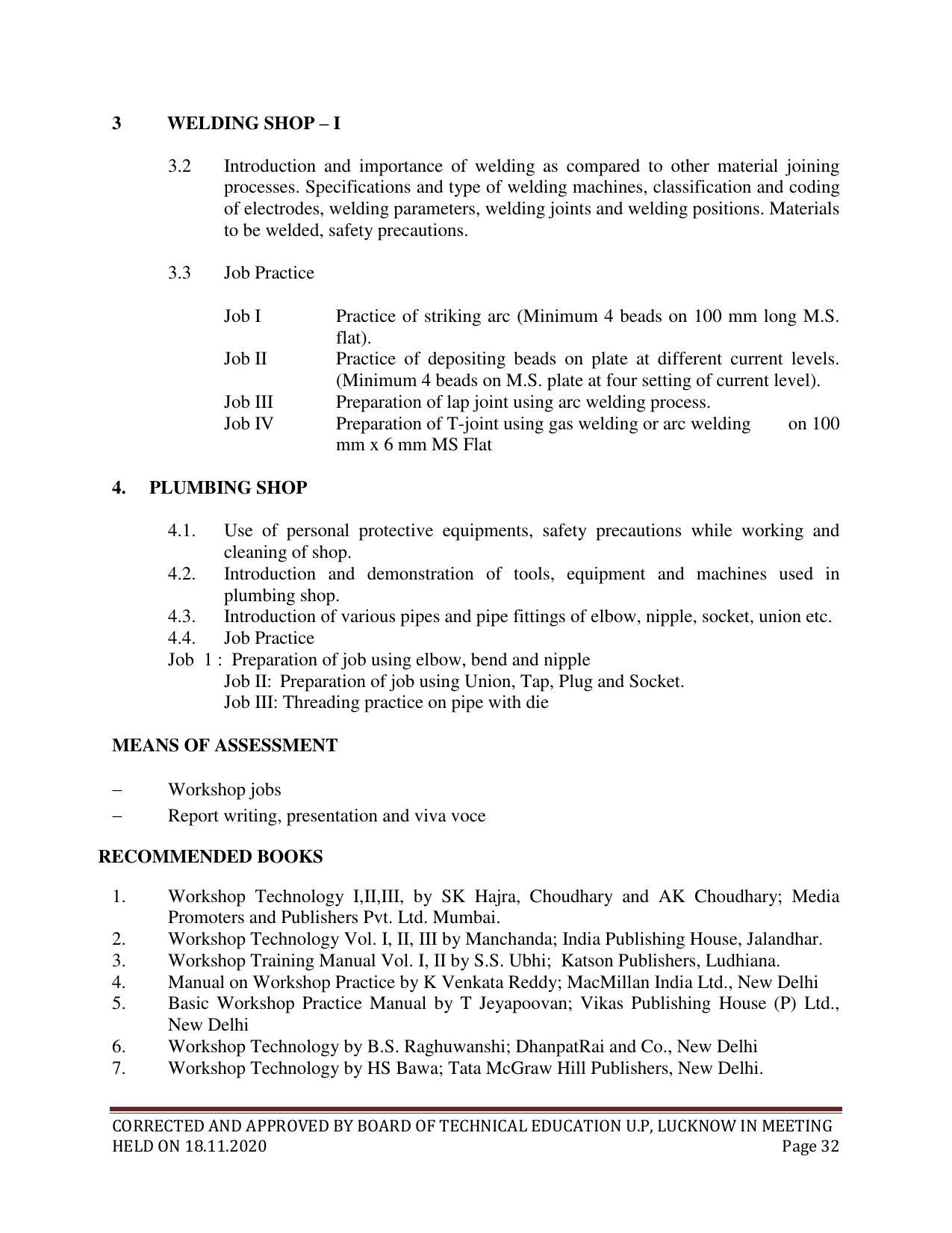 SYLLABUS FOR FIRST SEMESTER SESSION (2020-2021) - SIX SEMESTER DIPLOMA COURSE IN ELECTRICAL AND ELECTRONICS ENGINEERING - Page 32