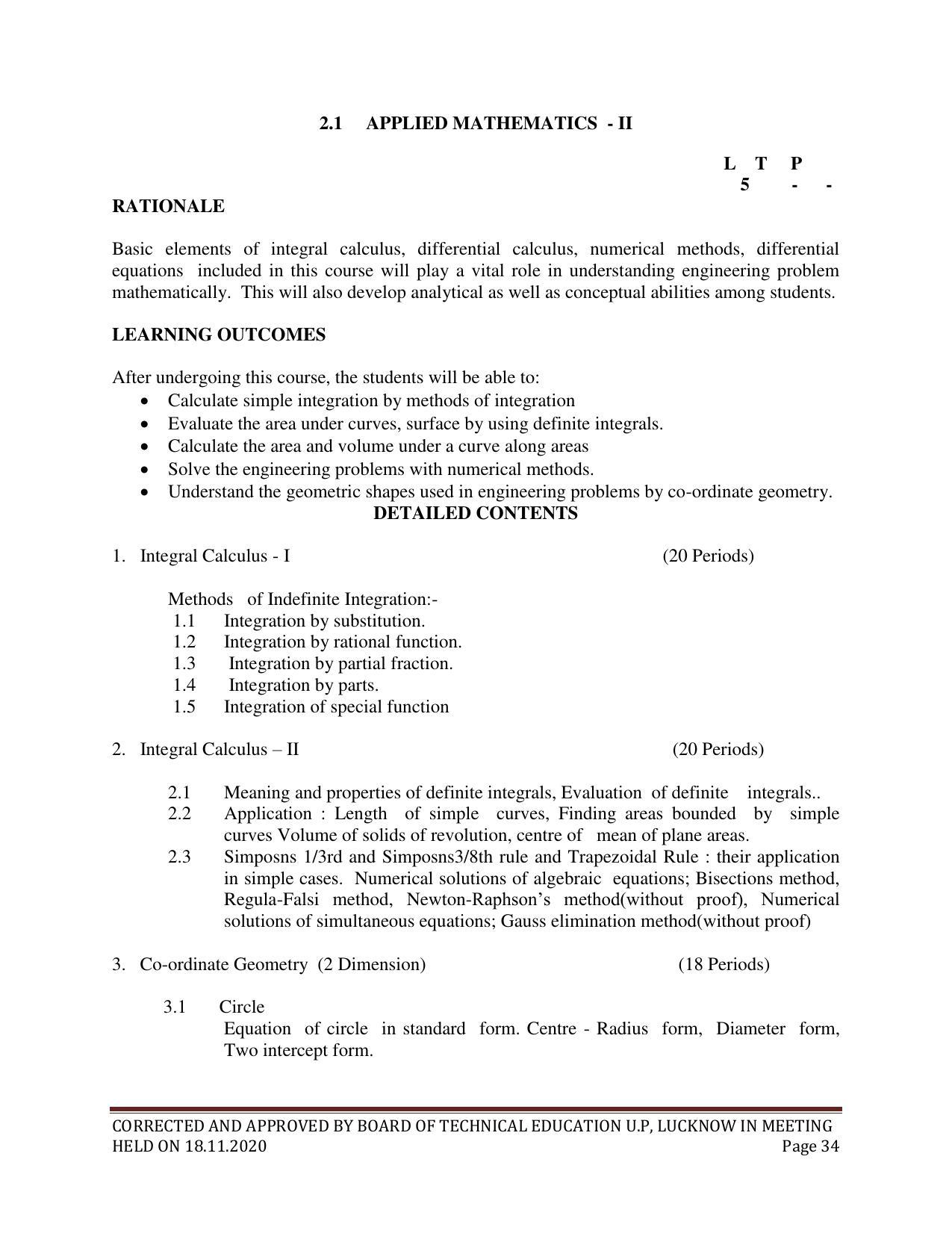 SYLLABUS FOR FIRST SEMESTER SESSION (2020-2021) - SIX SEMESTER DIPLOMA COURSE IN ELECTRICAL AND ELECTRONICS ENGINEERING - Page 34