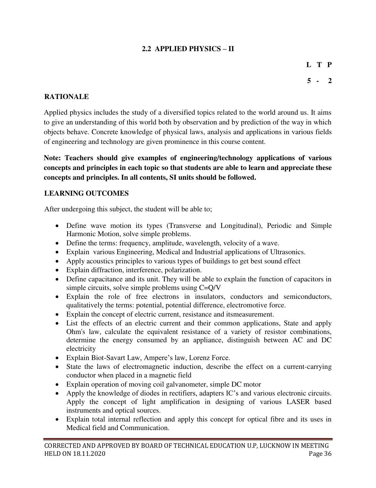 SYLLABUS FOR FIRST SEMESTER SESSION (2020-2021) - SIX SEMESTER DIPLOMA COURSE IN ELECTRICAL AND ELECTRONICS ENGINEERING - Page 36