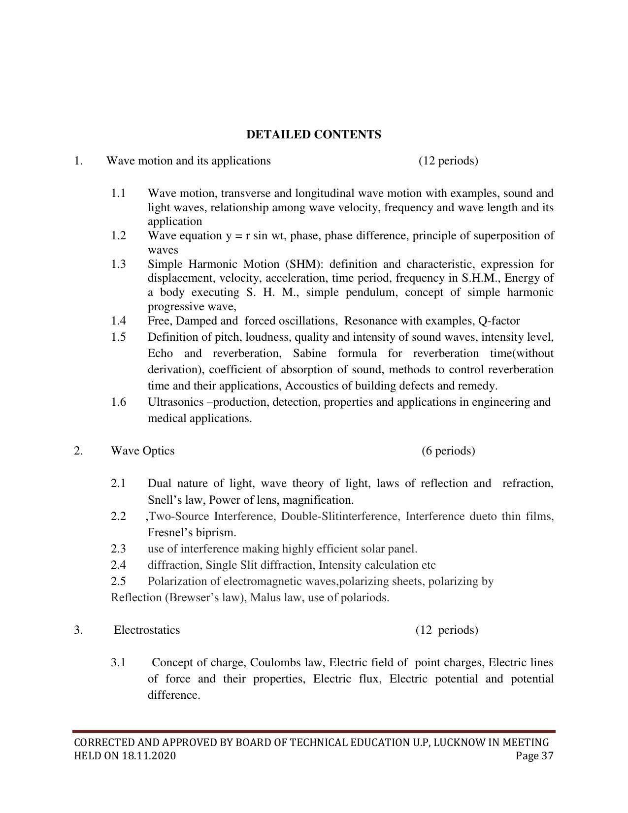 SYLLABUS FOR FIRST SEMESTER SESSION (2020-2021) - SIX SEMESTER DIPLOMA COURSE IN ELECTRICAL AND ELECTRONICS ENGINEERING - Page 37