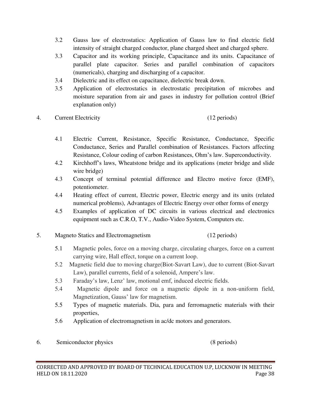 SYLLABUS FOR FIRST SEMESTER SESSION (2020-2021) - SIX SEMESTER DIPLOMA COURSE IN ELECTRICAL AND ELECTRONICS ENGINEERING - Page 38