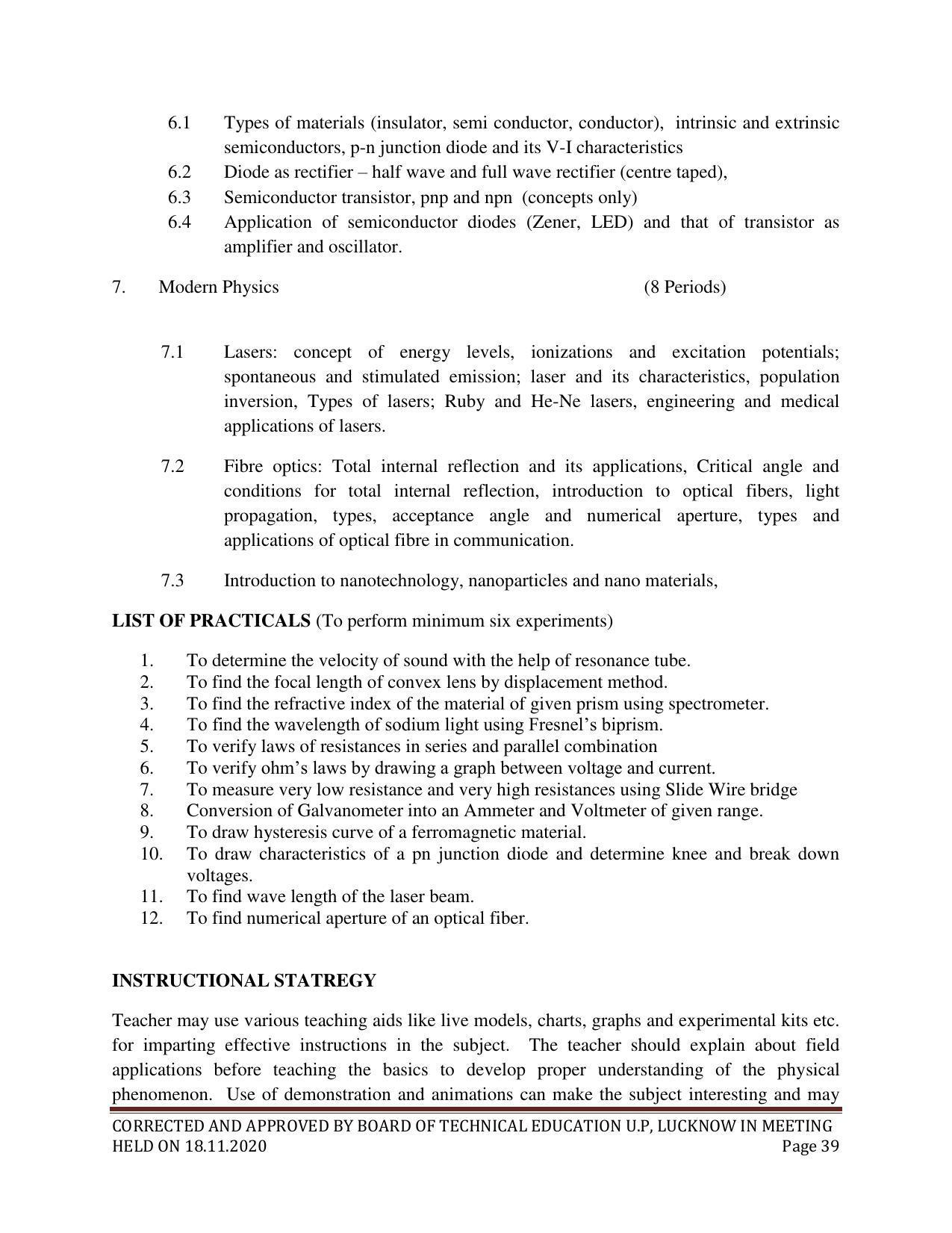 SYLLABUS FOR FIRST SEMESTER SESSION (2020-2021) - SIX SEMESTER DIPLOMA COURSE IN ELECTRICAL AND ELECTRONICS ENGINEERING - Page 39