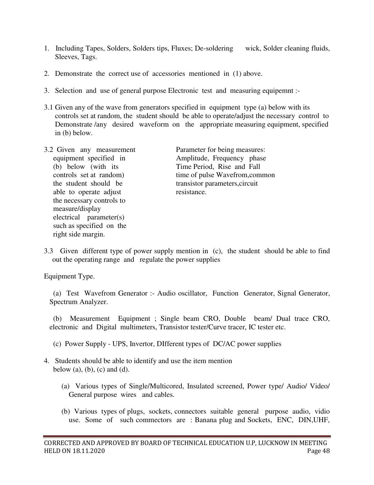 SYLLABUS FOR FIRST SEMESTER SESSION (2020-2021) - SIX SEMESTER DIPLOMA COURSE IN ELECTRICAL AND ELECTRONICS ENGINEERING - Page 48
