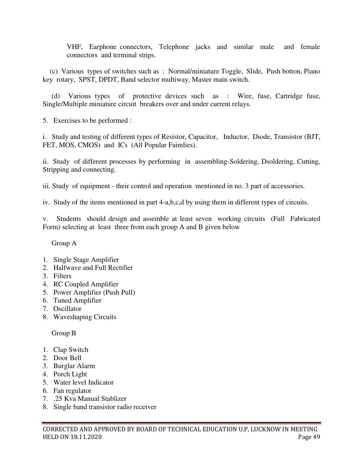 SYLLABUS FOR FIRST SEMESTER SESSION (2020-2021) - SIX SEMESTER DIPLOMA COURSE IN ELECTRICAL AND ELECTRONICS ENGINEERING - Page 49
