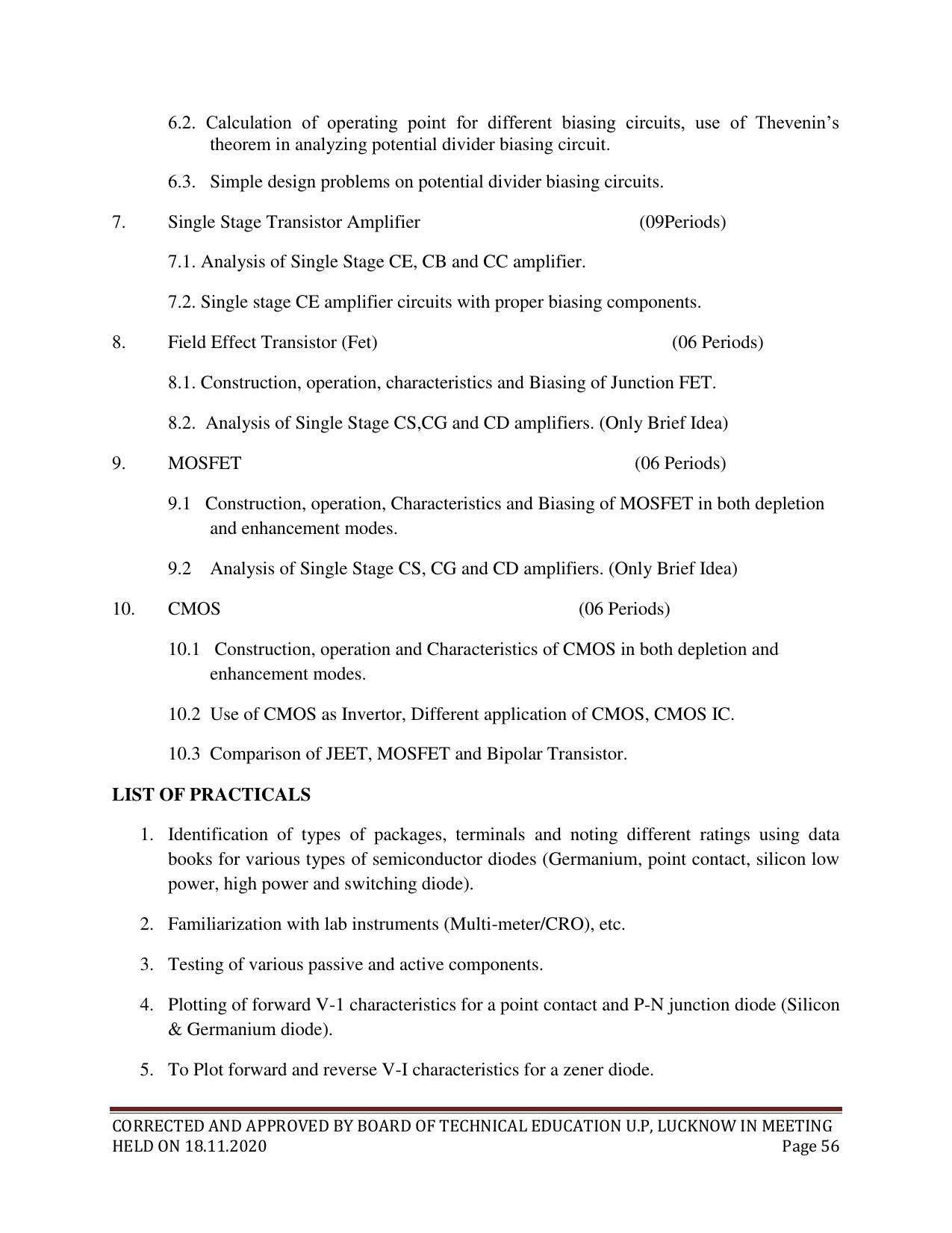 SYLLABUS FOR FIRST SEMESTER SESSION (2020-2021) - SIX SEMESTER DIPLOMA COURSE IN ELECTRICAL AND ELECTRONICS ENGINEERING - Page 56