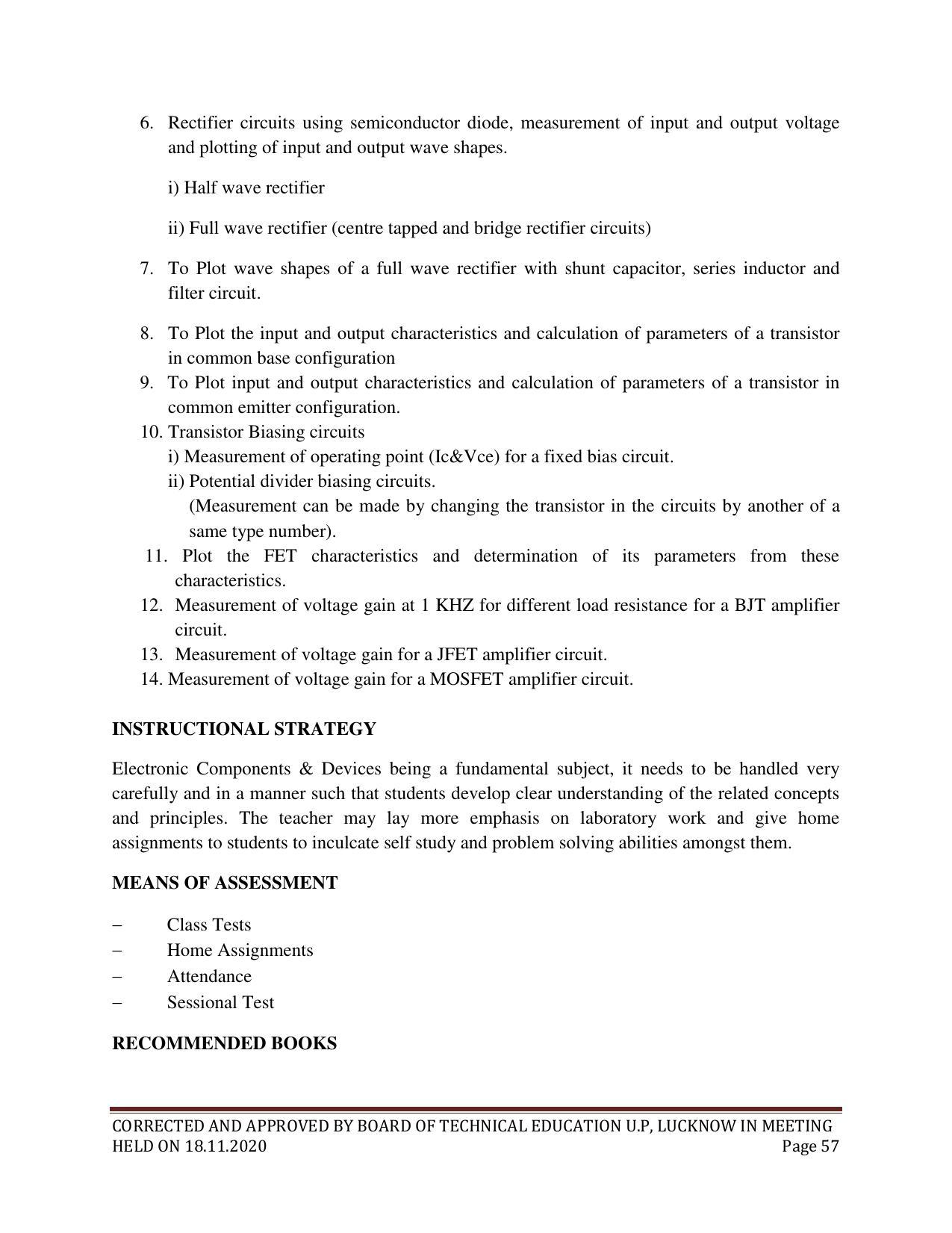 SYLLABUS FOR FIRST SEMESTER SESSION (2020-2021) - SIX SEMESTER DIPLOMA COURSE IN ELECTRICAL AND ELECTRONICS ENGINEERING - Page 57