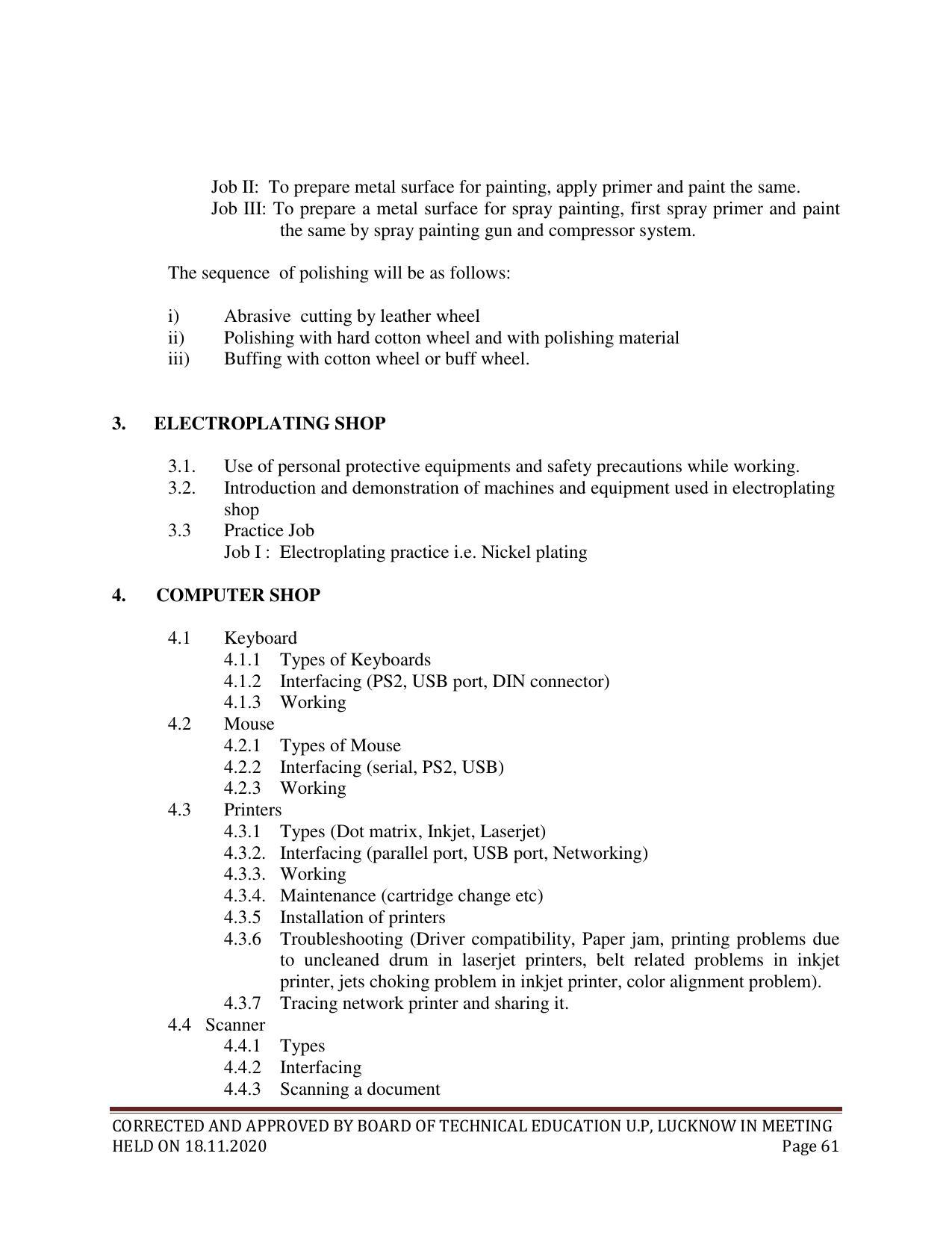 SYLLABUS FOR FIRST SEMESTER SESSION (2020-2021) - SIX SEMESTER DIPLOMA COURSE IN ELECTRICAL AND ELECTRONICS ENGINEERING - Page 61