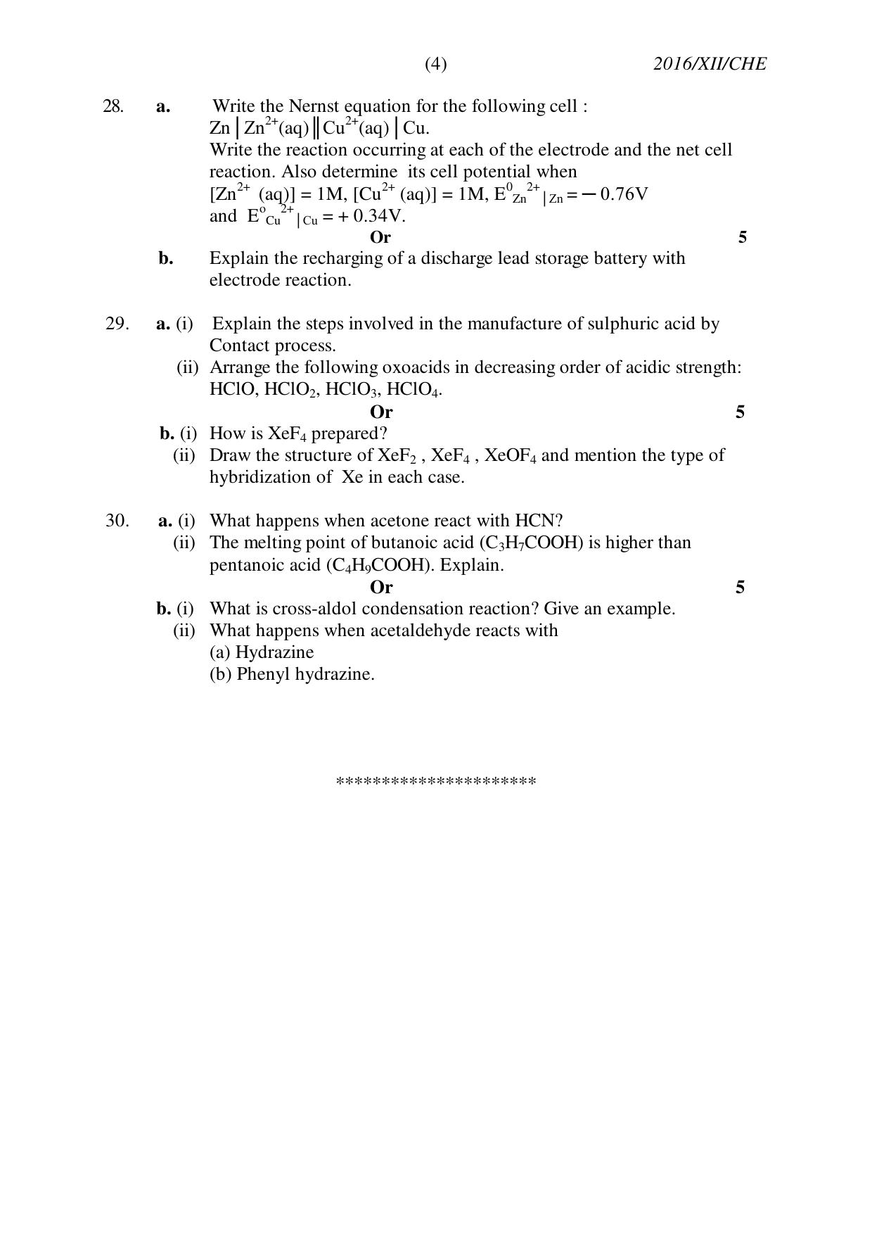 Nagaland Board Class 12 CHEMISTRY 2016 Question Papers - Page 4