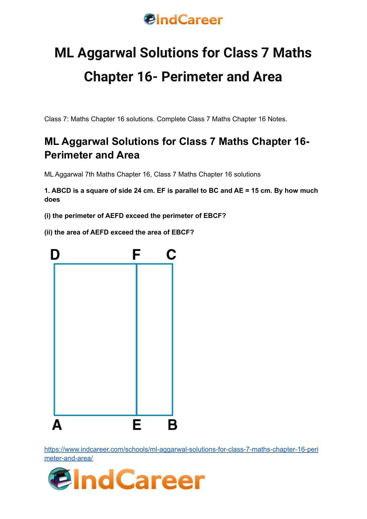 ML Aggarwal Solutions for Class 7 Maths Chapter 16- Perimeter and Area - Page 2