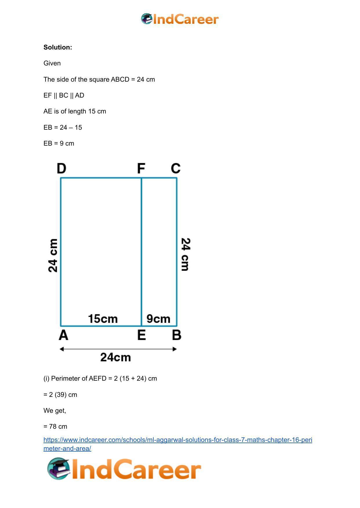ML Aggarwal Solutions for Class 7 Maths Chapter 16- Perimeter and Area - Page 3
