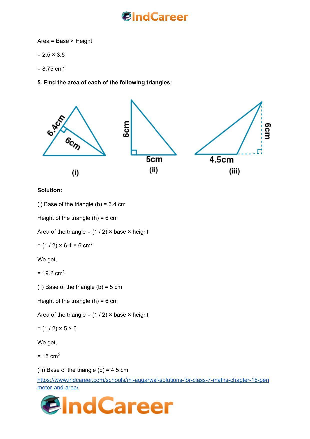 ML Aggarwal Solutions for Class 7 Maths Chapter 16- Perimeter and Area - Page 7