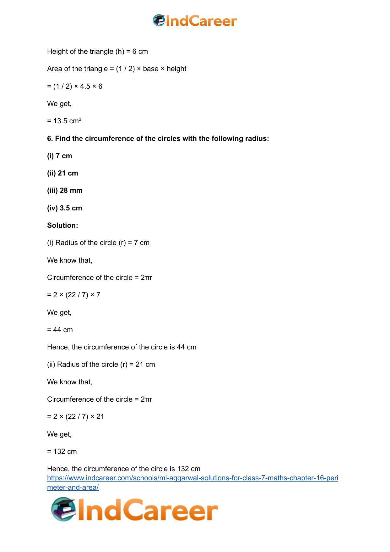 ML Aggarwal Solutions for Class 7 Maths Chapter 16- Perimeter and Area - Page 8