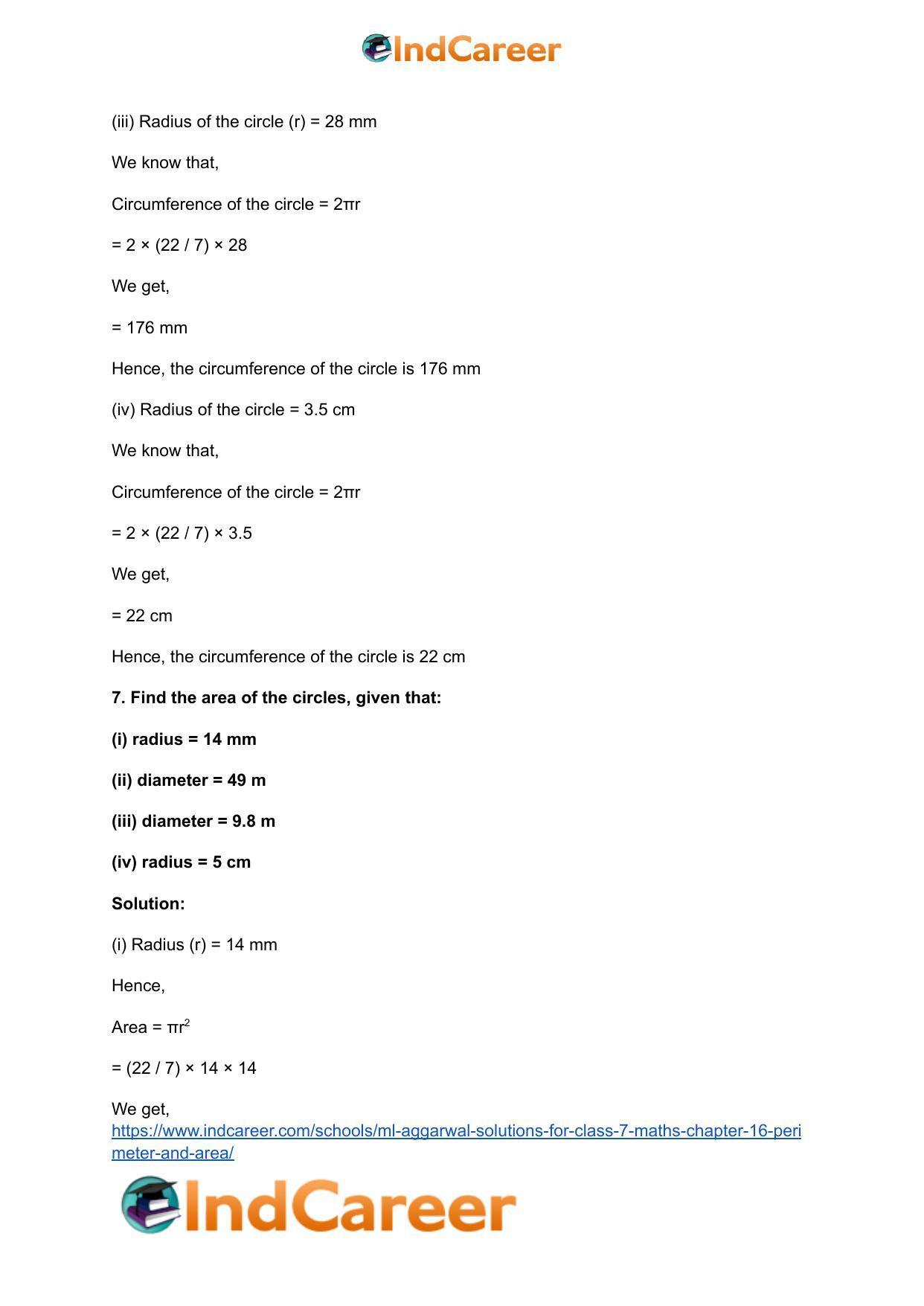 ML Aggarwal Solutions for Class 7 Maths Chapter 16- Perimeter and Area - Page 9